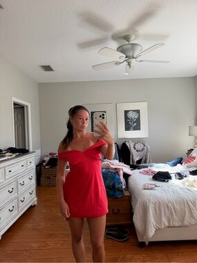Red Off-Shoulder Mini Dress